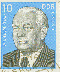 Image showing EAST GERMANY - CIRCA 1960: stamp showing a portrait of first German Democratic Republic president Wilhelm Pieck , circa 1960