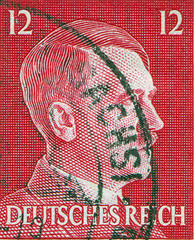 Image showing GERMANY - CIRCA 1942: A stamp printed in Germany shows portrait of Adolf Hitler, circa 1942.