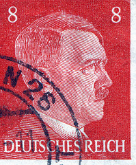 Image showing GERMANY - CIRCA 1942: A stamp printed in Germany shows portrait of Adolf Hitler, circa 1942.