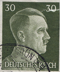 Image showing GERMANY - CIRCA 1942: A stamp printed in Germany shows portrait of Adolf Hitler, circa 1942.