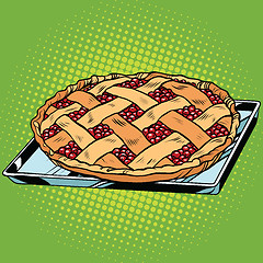 Image showing Berry pie on iron pallet
