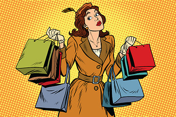 Image showing Beautiful retro woman on sale