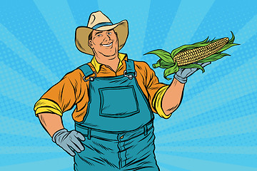 Image showing Rural farmer with an ear of corn