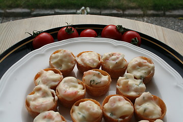 Image showing Appetizer with shrimps in croustades