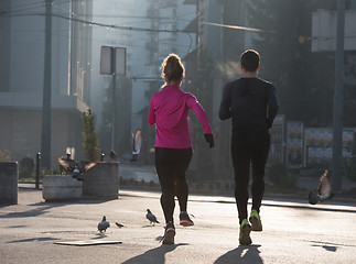 Image showing young  couple jogging