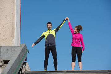 Image showing congratulate and happy to finish morning workout