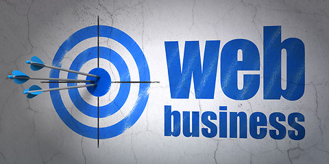 Image showing Web development concept: target and Web Business on wall background