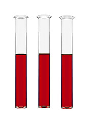 Image showing three  test-tubes with red liquid