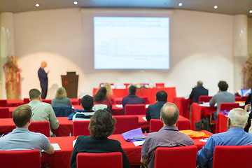 Image showing Audience in lecture hall on scientific conference.