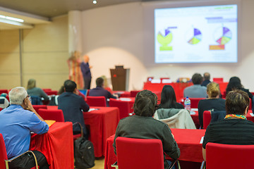 Image showing Audience in lecture hall on scientific conference.