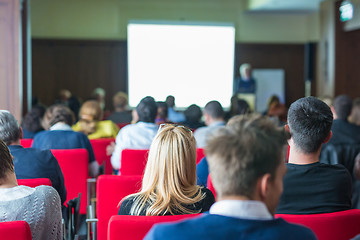 Image showing Audience in lecture hall on scientific conference.