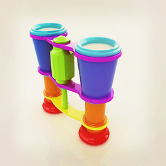 Image showing binoculars. 3D illustration. Vintage style.