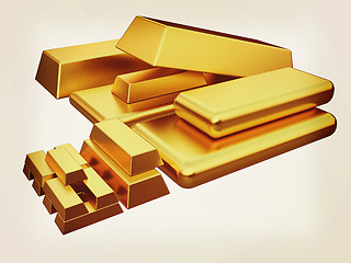 Image showing gold bars. 3D illustration. Vintage style.