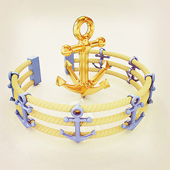 Image showing Design fence of anchors on the ropes and anchor in the center. 3