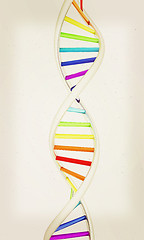 Image showing DNA structure model on white. 3D illustration. Vintage style.