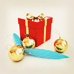Image showing Beautiful Christmas gifts. 3D illustration. Vintage style.