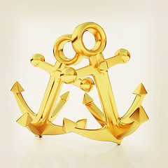 Image showing Gold anchors. 3D illustration. Vintage style.