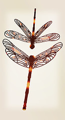 Image showing Dragonfly. 3D illustration. Vintage style.