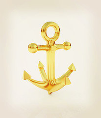 Image showing Gold anchor. 3D illustration. Vintage style.