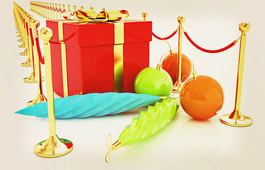 Image showing Beautiful Christmas gifts. 3D illustration. Vintage style.