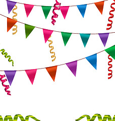 Image showing Colorful Buntings Flags Garlands and Serpentine