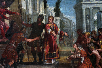 Image showing St. Lawrence leads the poor prefect of Valerian