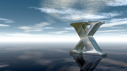 Image showing metal uppercase letter x under cloudy sky - 3d rendering