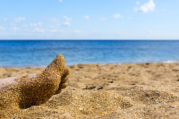 Image showing Beautiful foot on sea beach