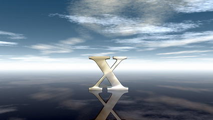 Image showing metal uppercase letter x under cloudy sky - 3d rendering