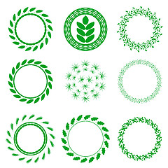 Image showing Set of Green Circle Floral Frames