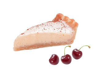 Image showing cherry cheesecake isolated on white