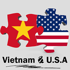 Image showing USA and Vietnam flags in puzzle 
