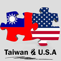 Image showing USA and Taiwan flags in puzzle 