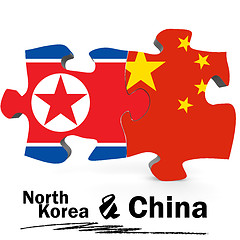 Image showing China and North Korea flags in puzzle 