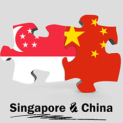 Image showing China and Singapore flags in puzzle 