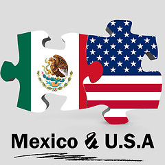 Image showing USA and Mexico flags in puzzle 