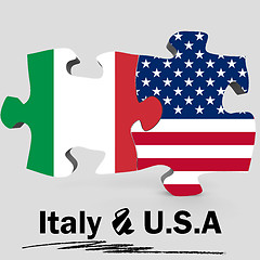 Image showing USA and Italy flags in puzzle 