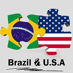 Image showing USA and Brazil flags in puzzle 