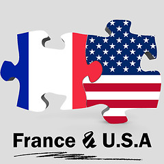 Image showing USA and France flags in puzzle 