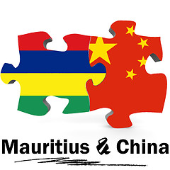 Image showing China and Mauritius flags in puzzle 