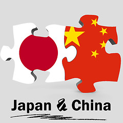 Image showing China and Japan flags in puzzle 