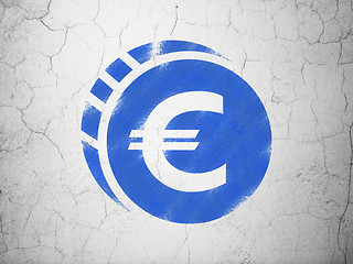 Image showing Money concept: Euro Coin on wall background