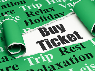 Image showing Travel concept: black text Buy Ticket under the piece of  torn paper