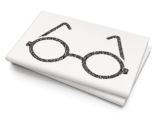 Image showing Science concept: Glasses on Blank Newspaper background