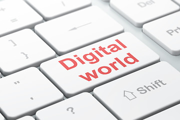 Image showing Data concept: Digital World on computer keyboard background