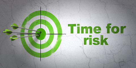 Image showing Time concept: target and Time For Risk on wall background