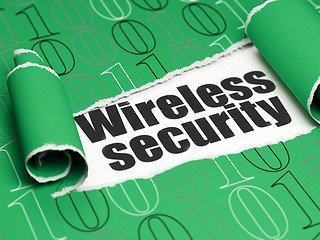 Image showing Safety concept: black text Wireless Security under the piece of  torn paper