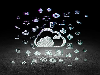 Image showing Cloud computing concept: Cloud in grunge dark room