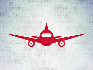 Image showing Tourism concept: Aircraft on Digital Data Paper background