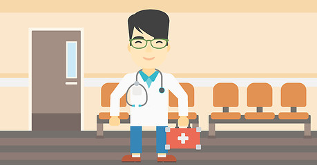 Image showing Doctor with first aid box vector illustration.